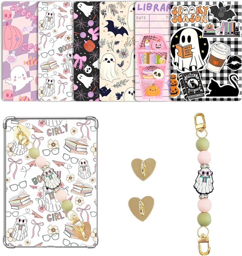 CuddleJunk 6 PCS 6.8” x 4.8” Clear Back Cover Inserts Compatible for Kindle Paper white 11th-12th Color Soft with Silicone Beaded Strap Charm, Accessories for Kindle E-reader - Image 1